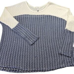 Dahlya Blue Stretch Preppy Knit Sweater Lightweight Top 3/4 Sleeves Women Size S